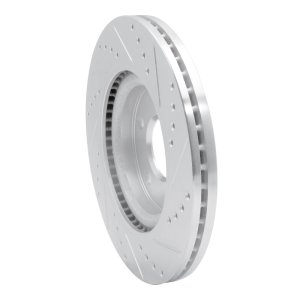 Nissan Sentra Brake Rotor (1) - Front Left - R1 Concepts - Drilled & Slotted - Silver - `11-`19